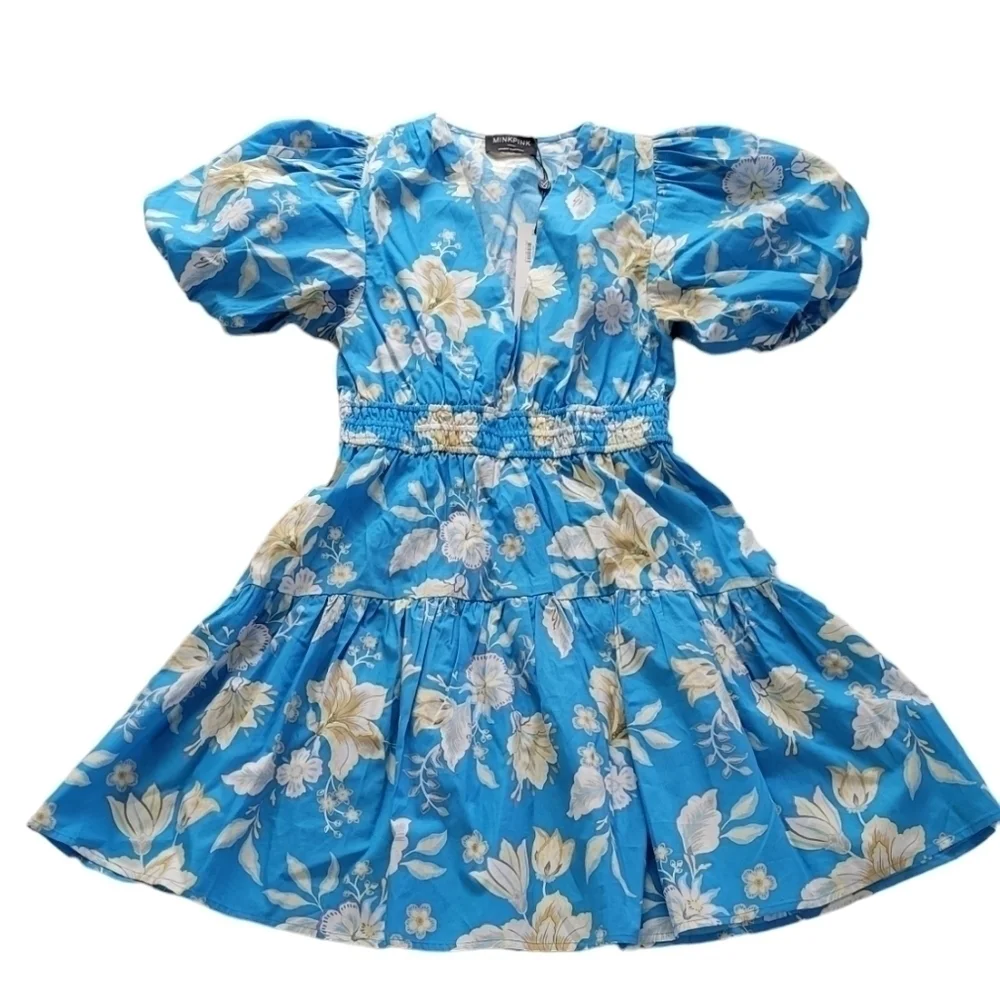 NWT MINKPINK Zinnia Mini Dress in Blue Multi - Picture 13 of 17